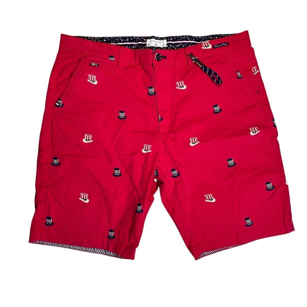 2/$30 Denim & Flower 36 Men Patriotic Americana Holiday Shorts Chino Preppy Golf
